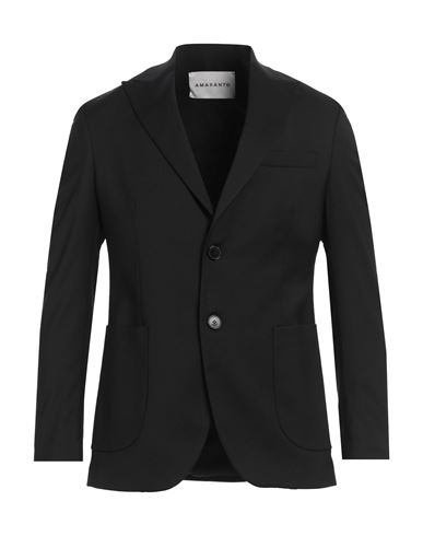AMARANTO AMARANTO MAN BLAZER BLACK SIZE 38 POLYESTER, VIRGIN WOOL, ELASTANE 