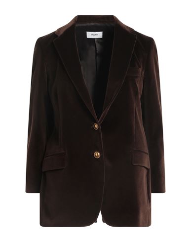 Saulina Milano Woman Blazer Chocolate Brown Size 4 Cotton, Viscose, Elastane In Brown