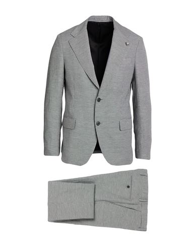 Lardini Man Suit Black Size 40 Linen, Polyester In Black