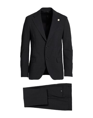 Lardini Man Suit Black Size 44 Wool, Polyester, Elastane In Black