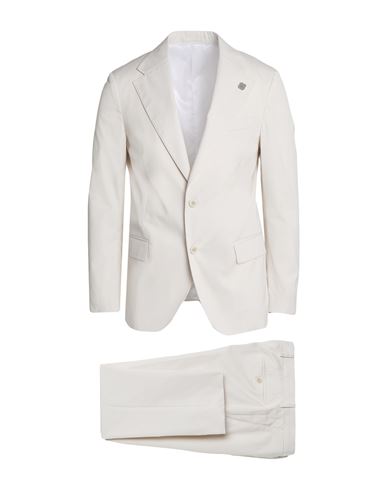 Lardini Man Suit Ivory Size 42 Cotton, Polyester, Elastane In White