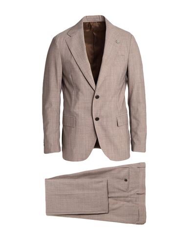 Lardini Man Suit Light Brown Size 40 Wool, Polyester, Elastane In Beige