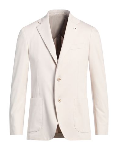 Lardini Man Blazer Beige Size 42 Cotton, Elastane In Beige