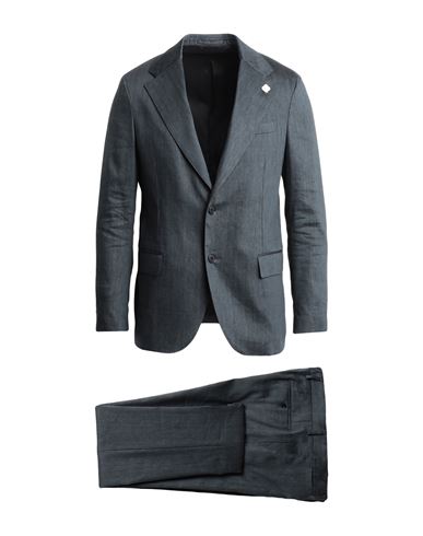 Lardini Man Suit Navy Size 44 Linen, Polyester, Wool, Elastane