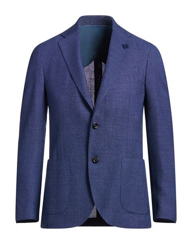 Lardini Man Blazer Navy Size 44 Wool, Linen, Silk In Navy
