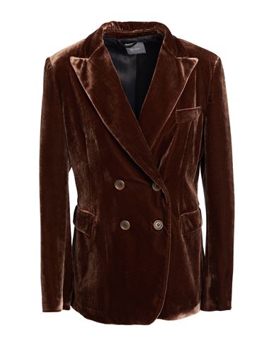Kiltie Woman Blazer Dark Brown Size 8 Viscose, Silk