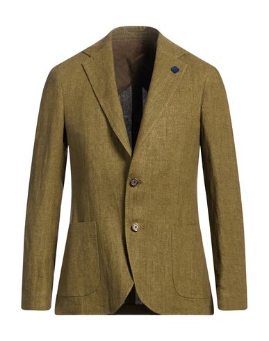Lardini Man Blazer Military Green Size 48 Linen In Green
