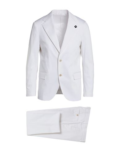Lardini Man Suit White Size 42 Cotton, Elastane
