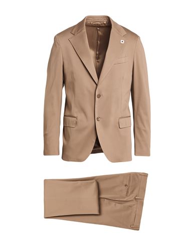 Lardini Man Suit Light Brown Size 40 Cotton, Elastane