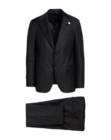 Lardini Man Suit Black Size 42 Wool