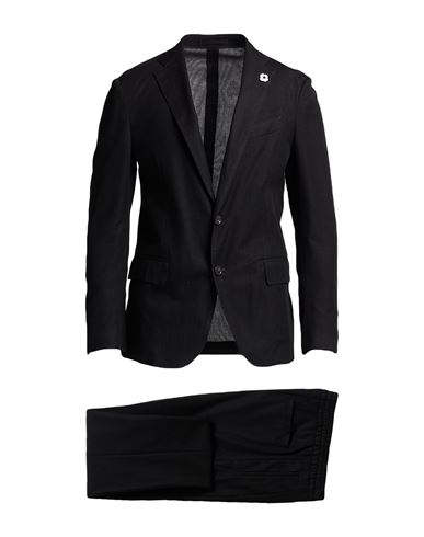 Lardini Man Suit Black Size 40 Cotton, Polyamide