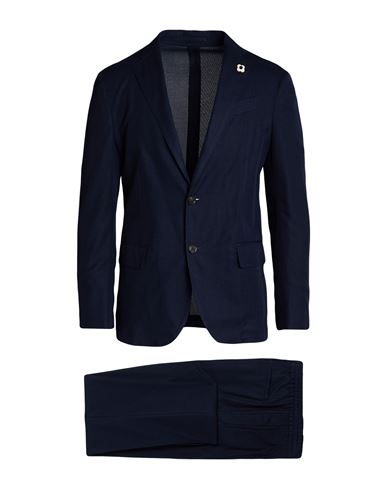 Lardini Man Suit Midnight Blue Size 40 Cotton, Polyamide
