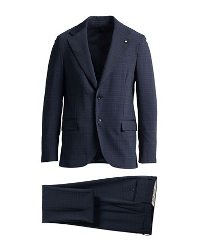 Lardini Man Suit Midnight Blue Size 42 Polyester, Wool, Lycra