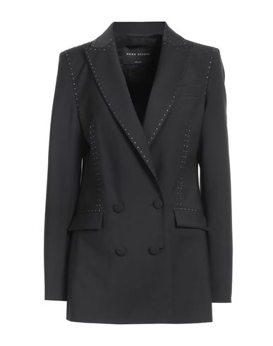 Hebe Studio Woman Blazer Black Size 8 Wool, Polyester, Elastane In Black