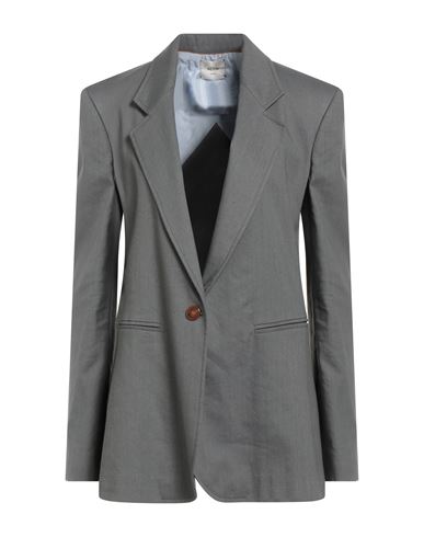 Alysi Crème Woman Blazer Grey Size 8 Linen, Viscose, Elastane In Gray