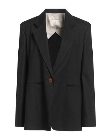 Alysi Crème Woman Blazer Black Size 10 Linen, Viscose, Elastane In Black