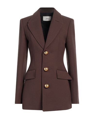 Ami Alexandre Mattiussi Woman Blazer Dark Brown Size 8 Virgin Wool In Brown