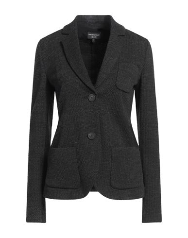 Emporio Armani Woman Blazer Charcoal Size 10 Viscose, Virgin Wool, Acrylic, Polyamide, Elastane