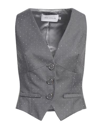 Simona Corsellini Woman Tailored Vest Grey Size 4 Polyester, Viscose, Wool, Elastane