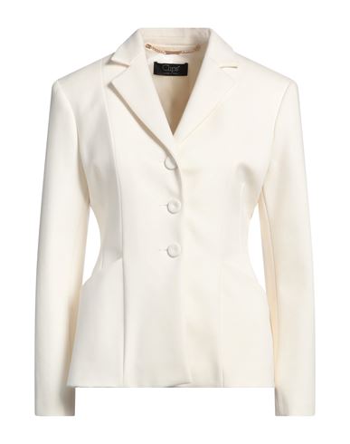 Clips Woman Blazer Cream Size 8 Polyester, Viscose, Elastane
