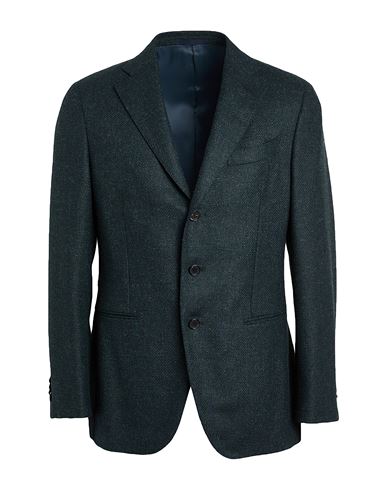 Caruso Man Blazer Dark Green Size 48 Wool
