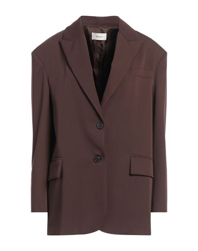 VICOLO VICOLO WOMAN BLAZER DARK BROWN SIZE M POLYESTER, VISCOSE, ELASTANE 