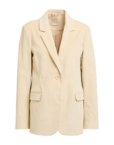 MOMONÍ MOMONÍ WOMAN BLAZER IVORY SIZE 8 COTTON, MODAL, ELASTANE 