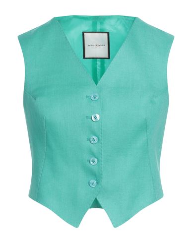 Tagliatore 02-05 Woman Tailored Vest Emerald Green Size 4 Linen, Cupro