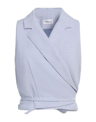 Marella Woman Tailored Vest Light Blue Size 10 Polyester, Elastane