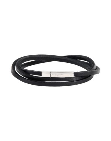 Tateossian Leather And Sterling Silver Bracelet In Black