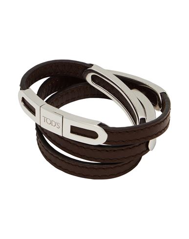 Woman Bracelet Dark brown Size S Leather, 925/1000 Silver