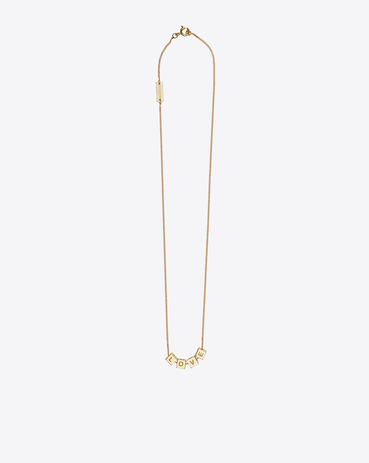 Saint Laurent CUBE LOVE Necklace In Gold Toned Brass | YSL.com