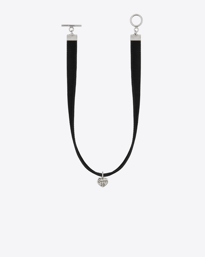 Saint Laurent LOLITA SWEET 16 CHOKER IN BLACK VELVET AND OXIDIZED ...