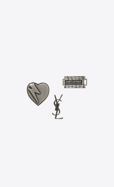 RAZOR BLADE 3 Pin Set in Oxidized Silver-Toned Brass
