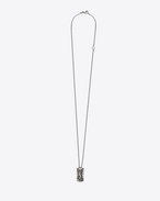 SAINT LAURENT Long necklace U RAZOR BLADE Pendant Necklace in Oxidized Silver-Toned Crocodile Textured Brass f