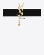 SAINT LAURENT Short Necklaces D MONOGRAM choker in light gold-toned brass and black velvet f