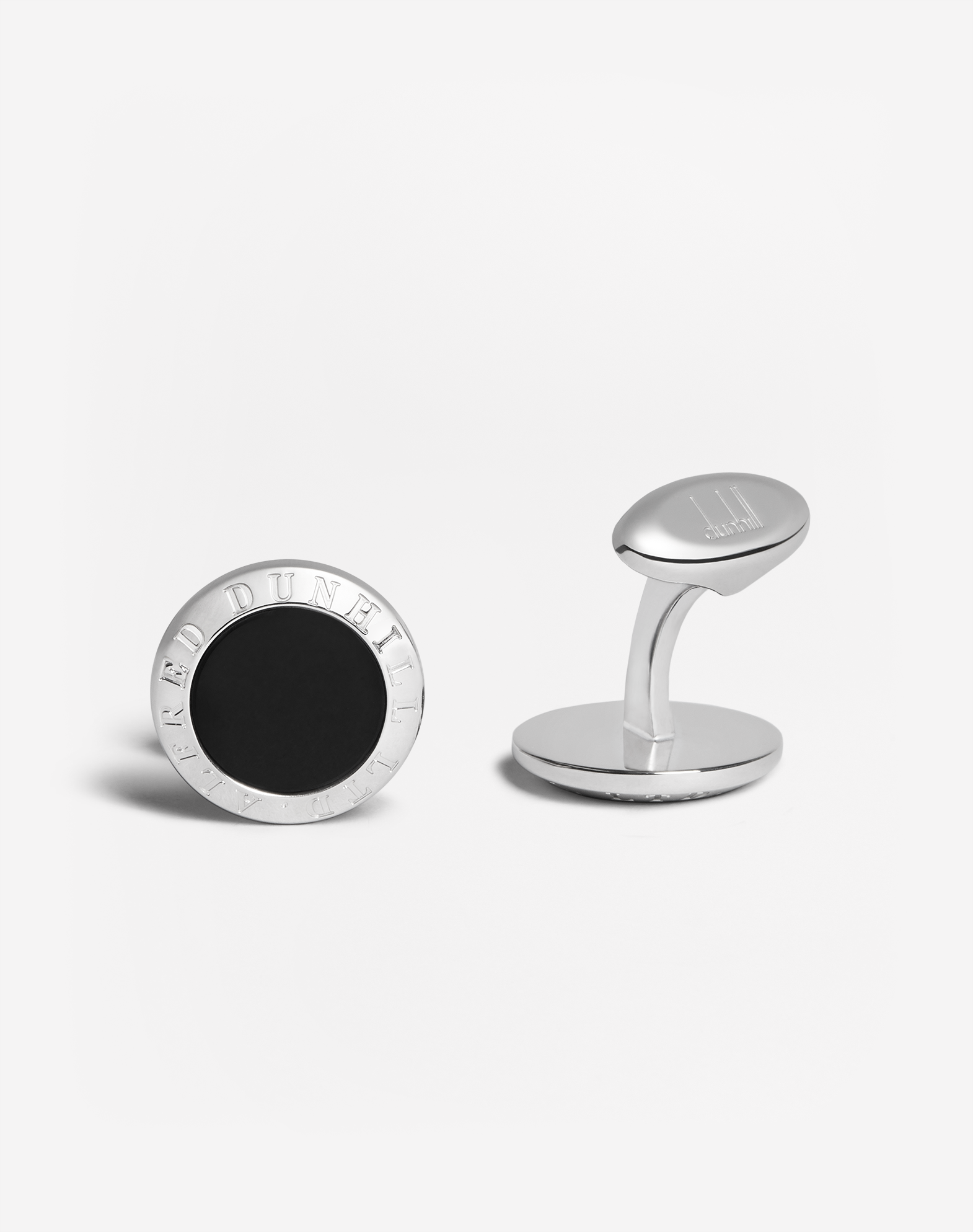 Shop Dunhill Onyx Ad Coin Cufflinks In Silver/crystal