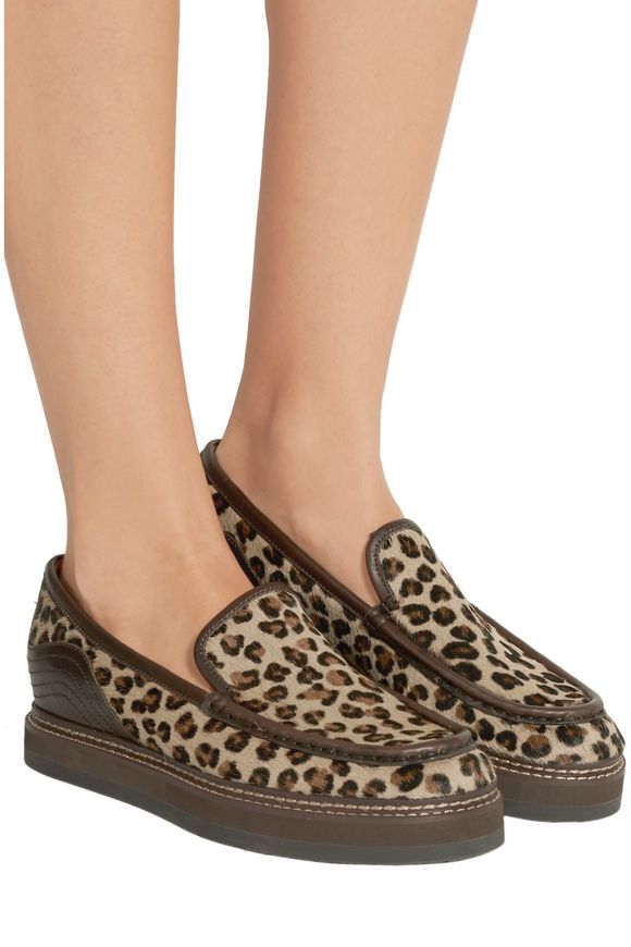 holland leopard print calf hair and leather loafer