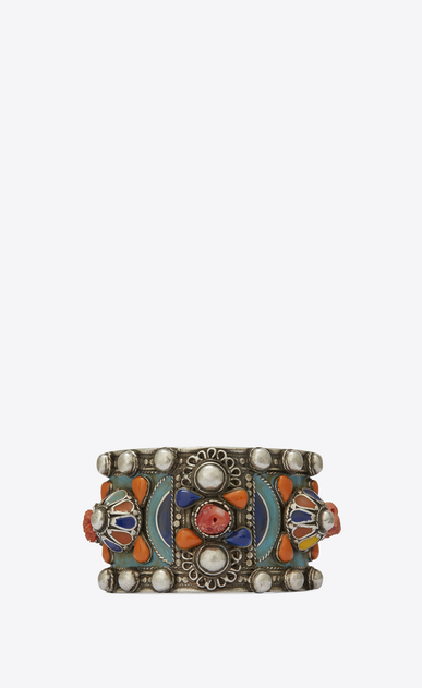SAINT LAURENT Bracelets Femme Manchette MARRAKECH en étain, laiton, corail et émail jaune a_V4