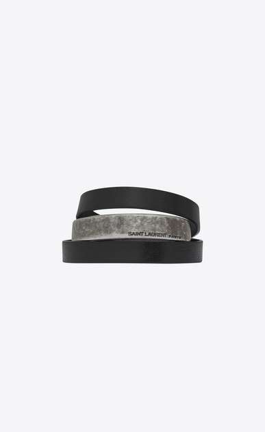 nomade dreifaches armband aus schwarzem leder und metall
