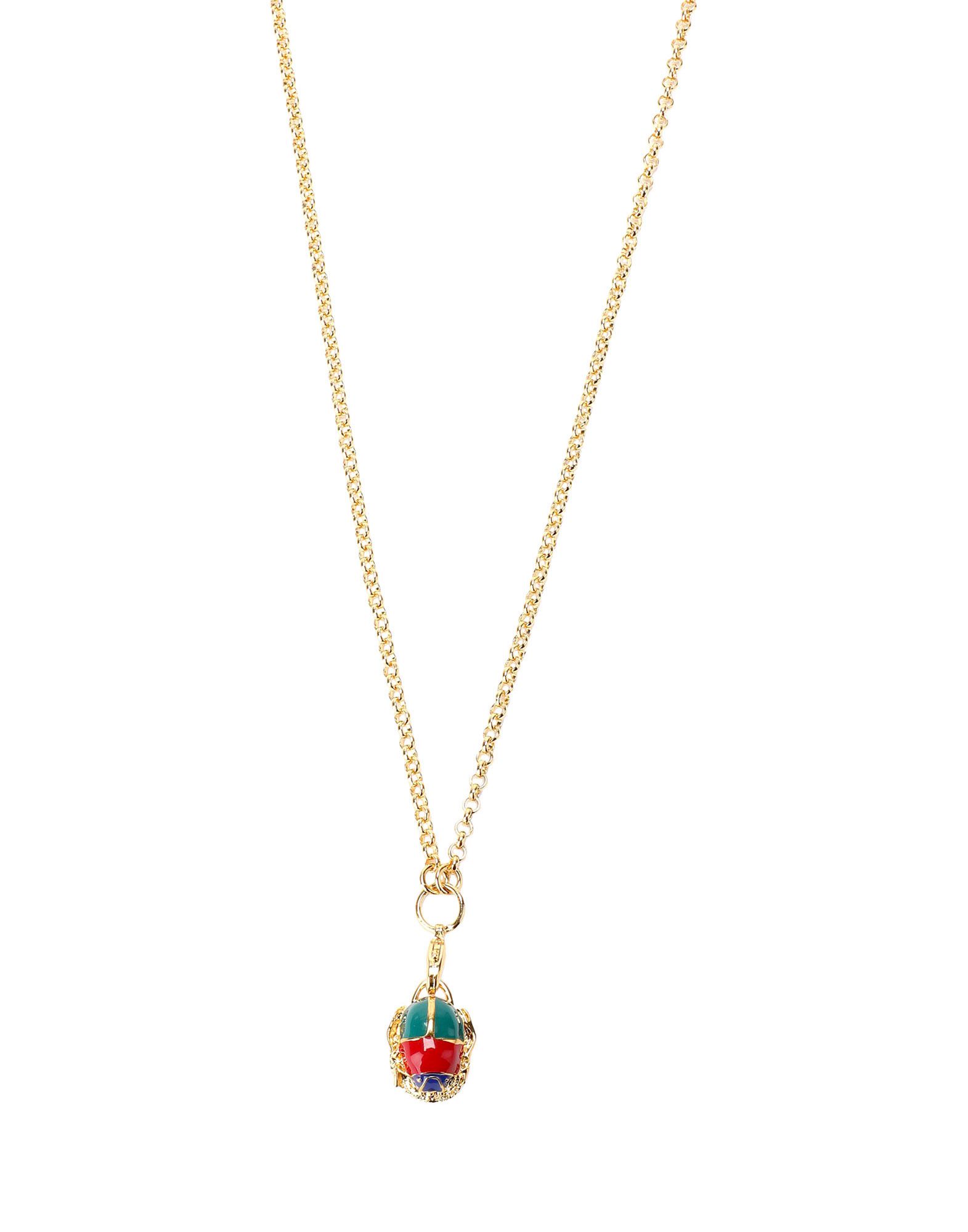 MARIA FRANCESCA PEPE レディース ネックレス ゴールド 真鍮/ブラス THE ETERNITY-CHAIN NECKLACE WITH ENAMELLED SCARABH CHARM & LOCK