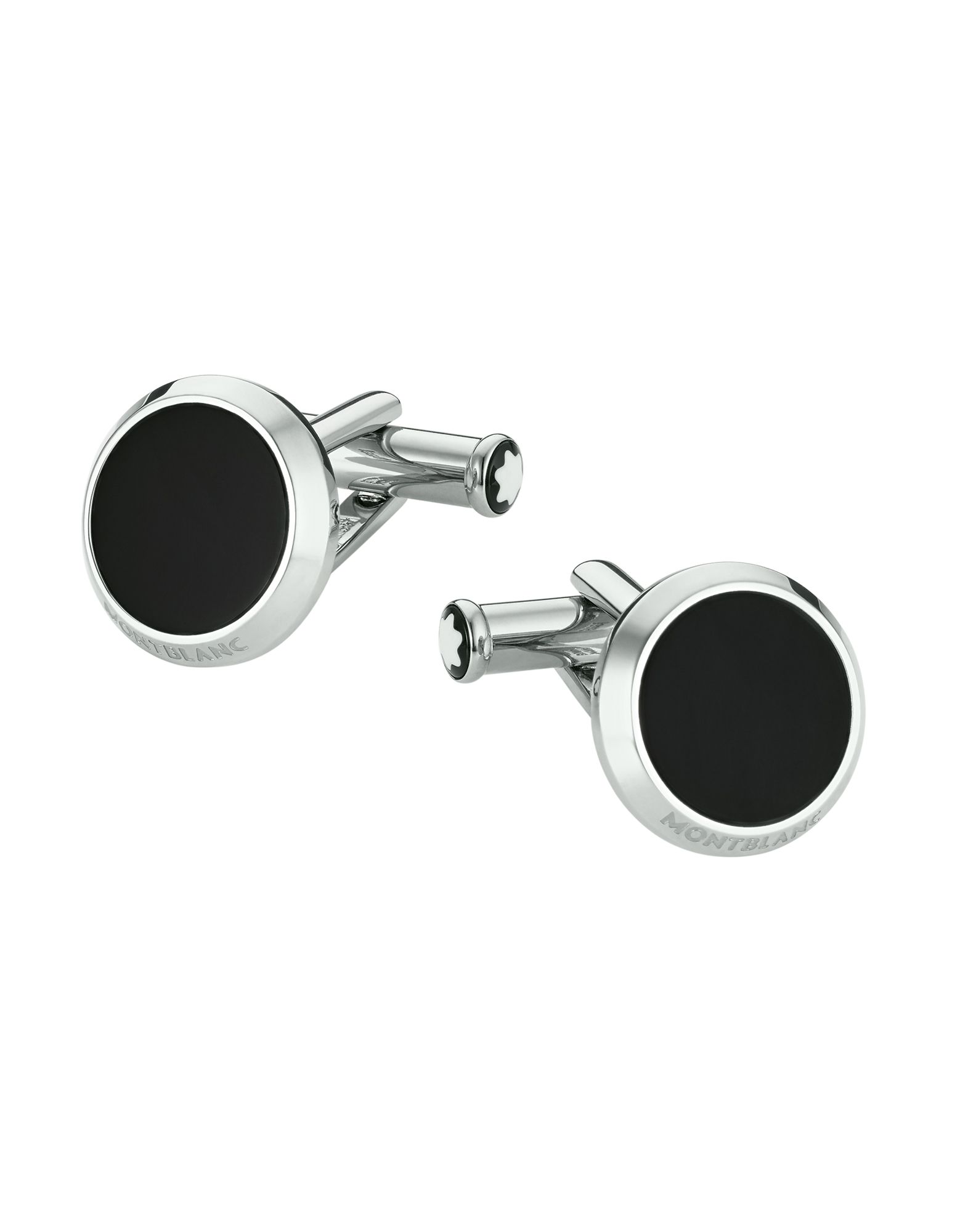 MONTBLANC メンズ カフリンク＆タイピン Cufflinks in stainless steel and black onyx ブラック