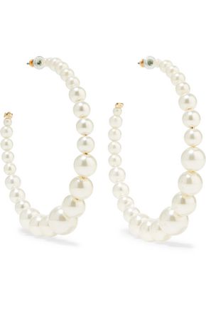Gold Tone Faux Pearl Hoop Earrings Kenneth Jay Lane Up To Kenneth Jay Lane Gold Tone Faux Pearl Hoop Earrings