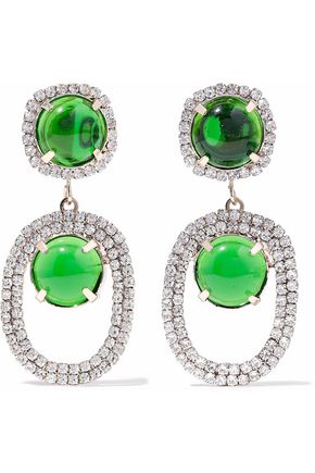 Gold Tone Crystal And Stone Clip Earrings Kenneth Jay Lane Kenneth Jay Lane Gold Tone Crystal And Stone Clip Earrings