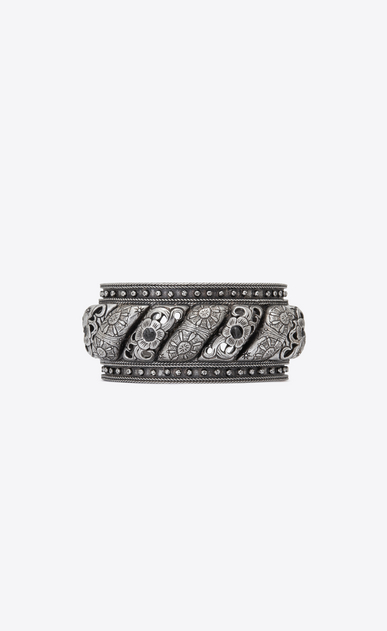 SAINT LAURENT Bracelets Woman MARRAKECH cuff bracelet in silver-toned tin and black agate a_V4