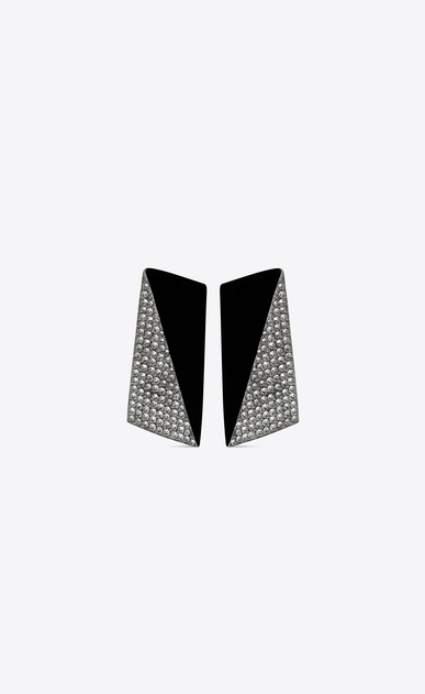 Boucles d'oreilles facettes SMOKING en résine noire et cristaux blancs