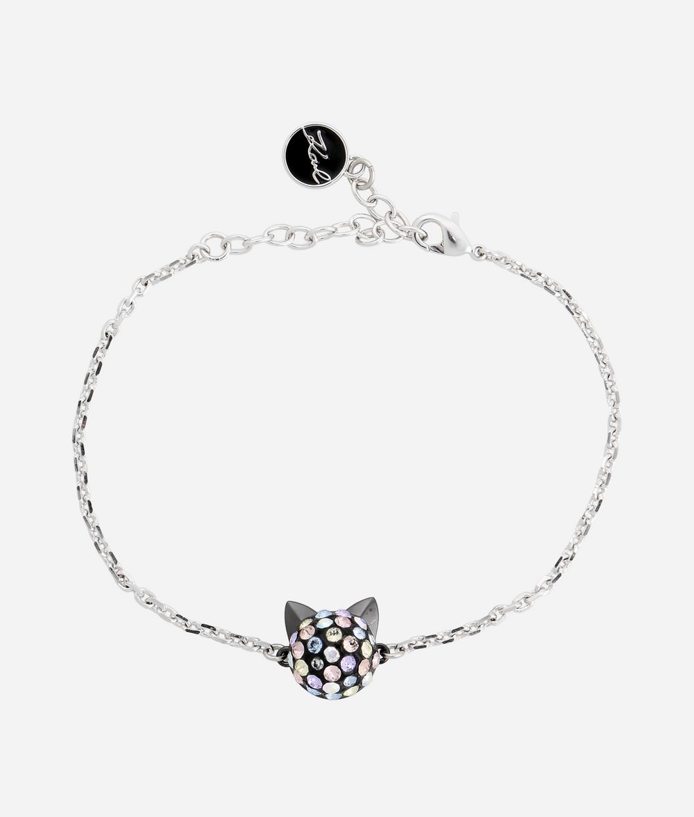 Karl Lagerfeld Mujer Pulsera Cry Choupette Rainbow Plomizo Latón, Swarovski, Tamaño: OneSize