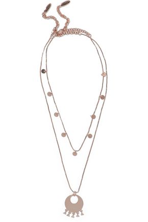 LUV AJ WOMAN DOUBLE DISCO SET OF TWO ROSE GOLD-TONE CRYSTAL NECKLACES ROSE GOLD,US 14693524283169492