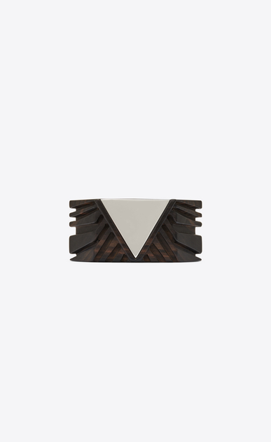 SAINT LAURENT Bracelets Femme Manchette BOIS triangle en bois marron et métal miroir a_V4
