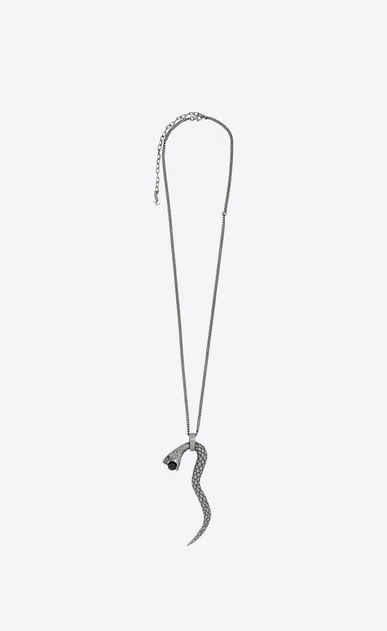 Pendentif SERPENT en métal argenté et perle de verre noire.